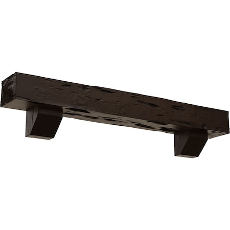 Ekena Millwork Kit w/ Ashford Corbels, NaturaL Mahogany, 4"H x 6"D x 48"W Pecky Cypress Faux Wood Fireplace ManteL MANUPC04X06X48ASNM